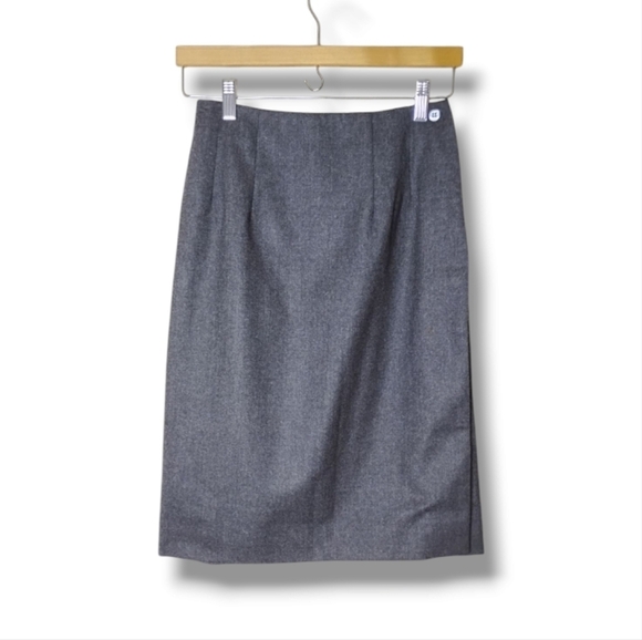 Vintage Wool Wrap Skirt 4 Gray Classic Preppy Academia Holiday Timeless Talbots - Picture 1 of 8